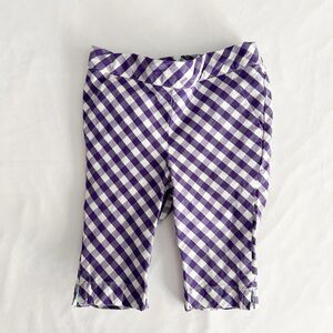 Janie And Jack Gingham Check Pull On Pants Girls 6-12 M Purple Preppy Crop Retro
